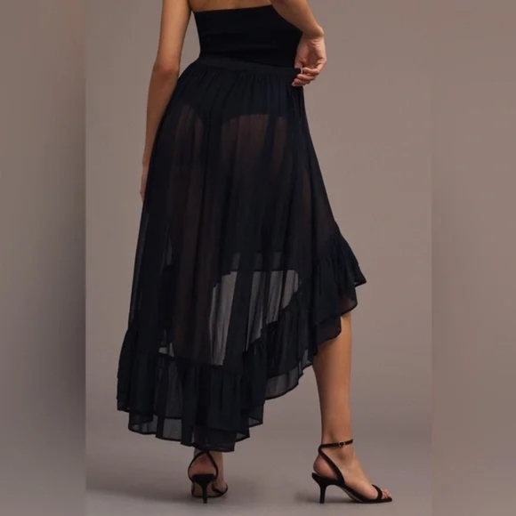 New Anthropologie Ruffled Sheer High-Low Skirt Size Small - Picture 3 of 7
